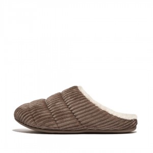 Fitflop Chrissie Corduroy Polyester Pantoffels Dames Grijs | NL-NUS-290648