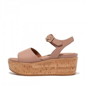 Fitflop Eloise Cork Wrap Sleehak Sandalen Dames Beige | NL-IOC-873406