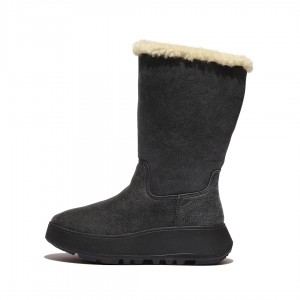 Fitflop F-Mode Double Faced Shearling Laarzen Dames Zwart | NL-ACR-874109