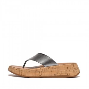 Fitflop F-Mode Metallic & Cork Sandalen Dames Zilver | NL-TSB-845209