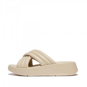 Fitflop F-Mode Slides Badslippers Dames Grijs Beige | NL-FLJ-743802