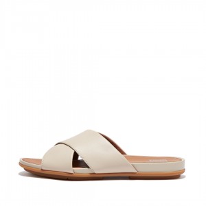 Fitflop Gracie Cross Slides Badslippers Dames Grijs Beige | NL-KXN-213847