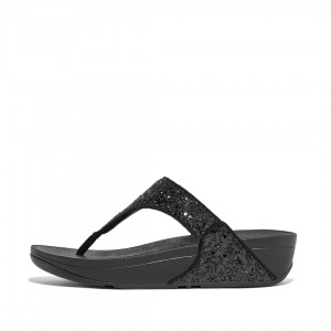 Fitflop Lulu Glitter Teenpaal Sandalen Dames Zwart | NL-MEA-650924