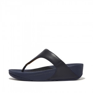 Fitflop Lulu Leren Teenpaal Sandalen Dames Donkerblauw | NL-KWI-789153