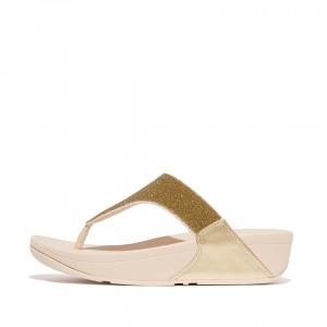 Fitflop Lulu Microfibre Faux Leren (Pu) Thongs Teenpaal Sandalen Dames Goud | NL-EUW-301875