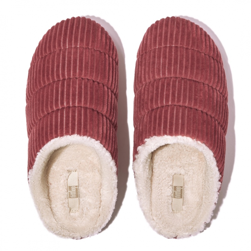 Fitflop Chrissie Corduroy Polyester Pantoffels Dames Rood | NL-ZJE-678325