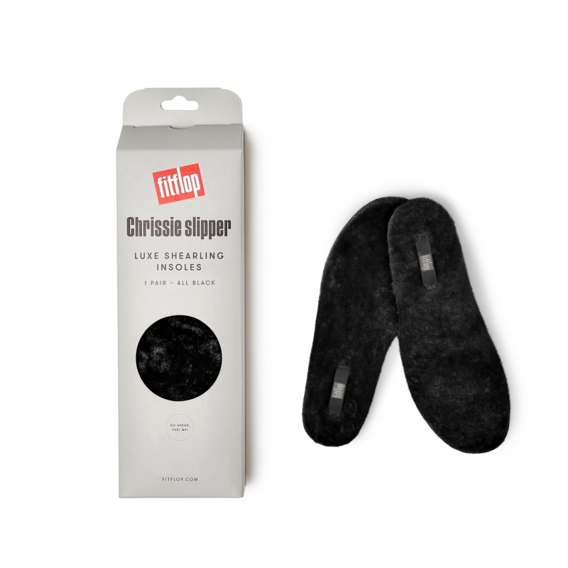 Fitflop Chrissie Shearling Slippers Inlegzolen Dames Zwart | NL-FVH-029745