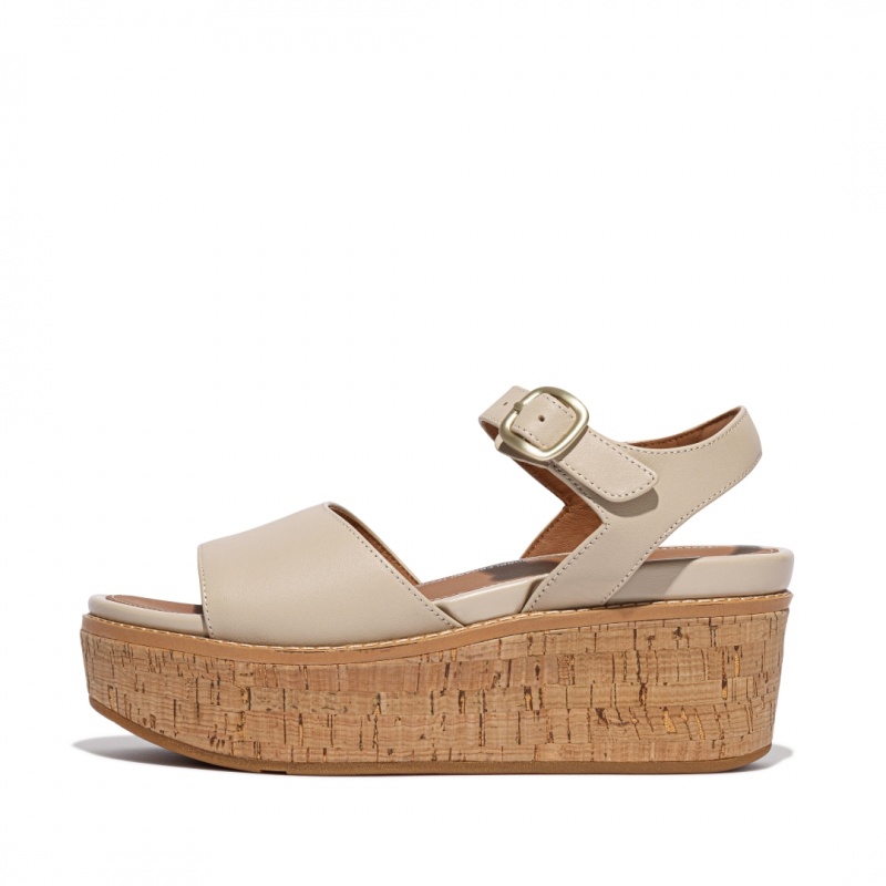 Fitflop Eloise Cork Wrap Sleehak Sandalen Dames Lichtbeige | NL-SYE-059462