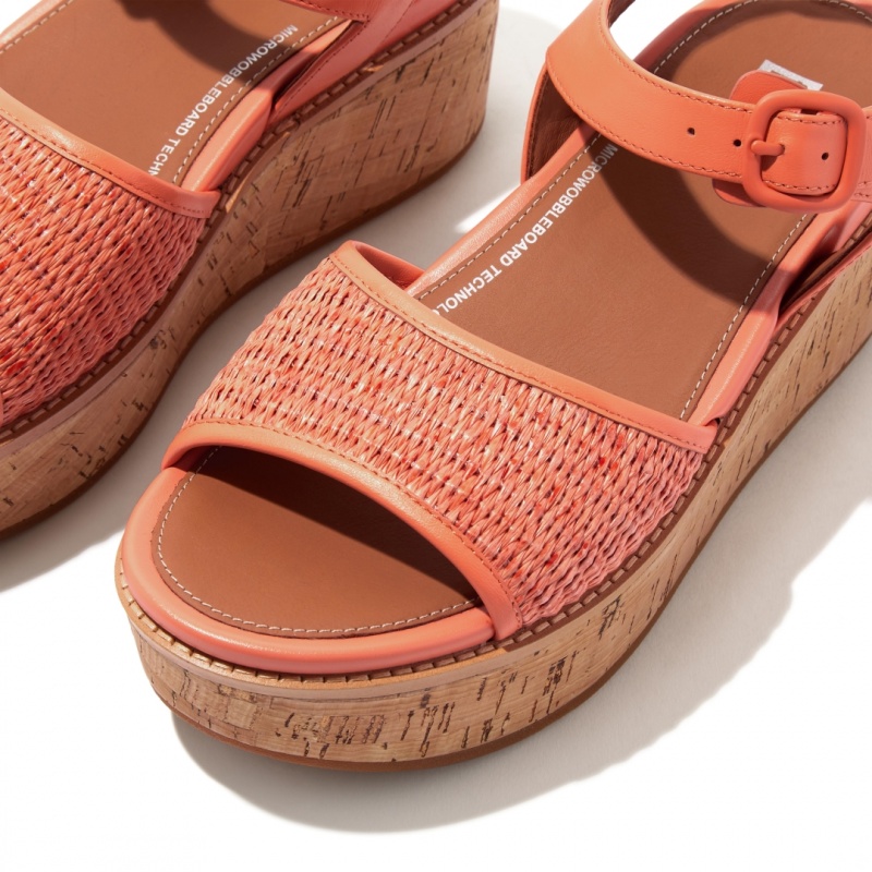 Fitflop Eloise Faux Raffia Back Riemen Sleehak Sandalen Dames Oranje | NL-ROT-513870