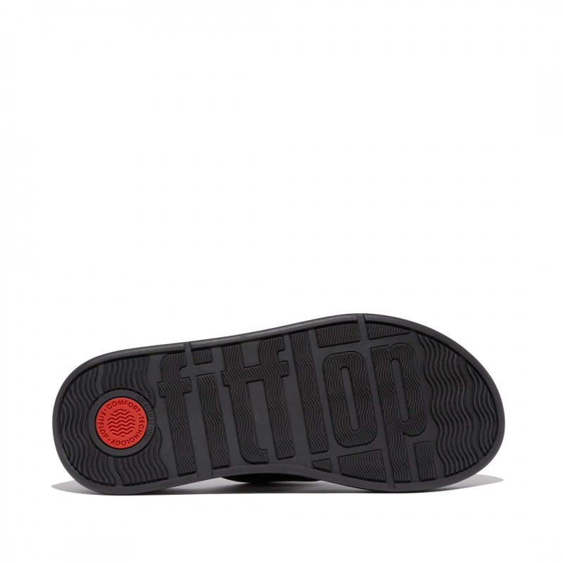 Fitflop F-Mode Leren Badslippers Dames Zwart | NL-DZV-418972