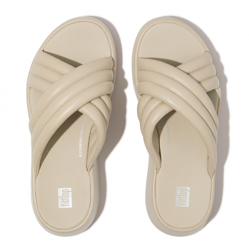 Fitflop F-Mode Slides Badslippers Dames Grijs Beige | NL-FLJ-743802