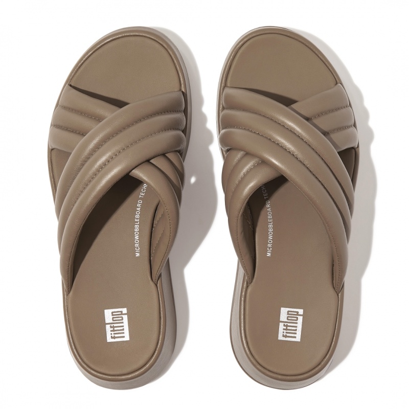 Fitflop F-Mode Slides Badslippers Dames Grijs Beige | NL-PYW-213075