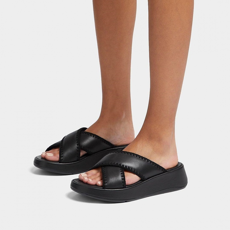 Fitflop F-Mode Slides Badslippers Dames Zwart | NL-JFI-705498