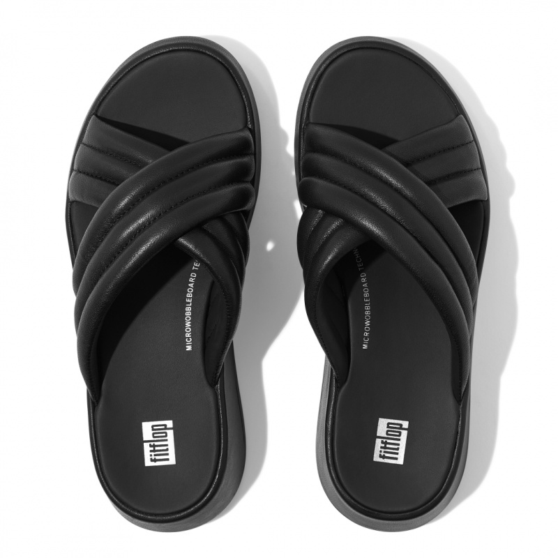 Fitflop F-Mode Slides Badslippers Dames Zwart | NL-HON-428170