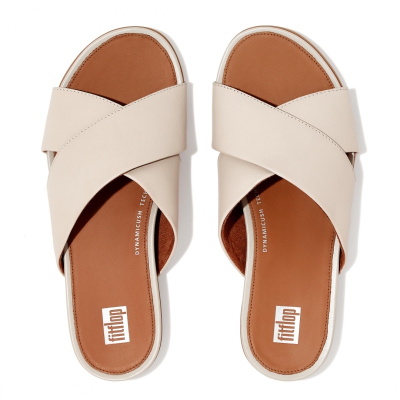 Fitflop Gracie Cross Slides Badslippers Dames Grijs Beige | NL-KXN-213847