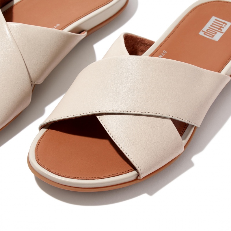 Fitflop Gracie Cross Slides Badslippers Dames Grijs Beige | NL-KXN-213847