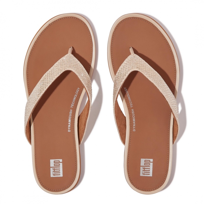 Fitflop Gracie Microfibre Teenslippers Dames Beige | NL-MUZ-945123