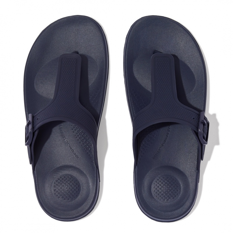 Fitflop Iqushion Adjustable Gesp Teenslippers Dames Donkerblauw | NL-ZHL-302596