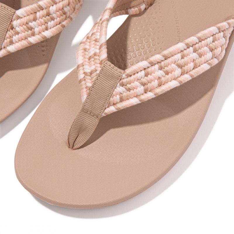 Fitflop Iqushion Katoenen Webbing Flip Flops Teenslippers Dames Beige | NL-EMW-870165