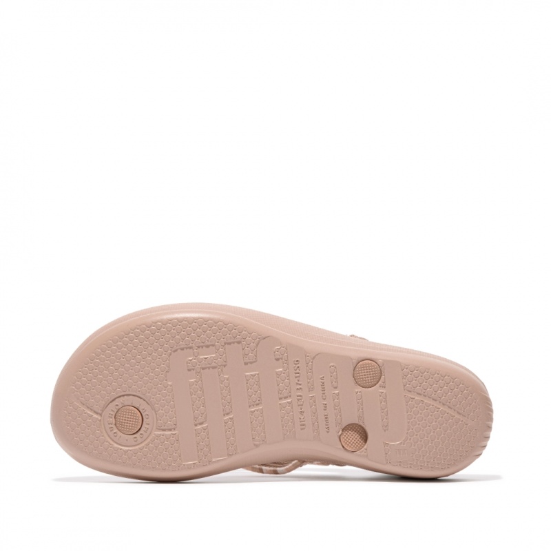 Fitflop Iqushion Katoenen Webbing Flip Flops Teenslippers Dames Beige | NL-EMW-870165