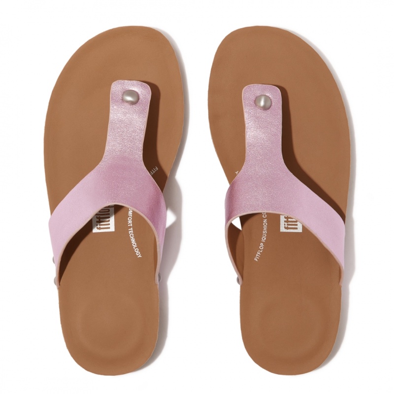 Fitflop Iqushion Leren Thongs Teenpaal Sandalen Dames Paars | NL-PWK-316928