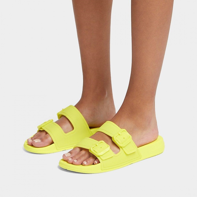 Fitflop Iqushion Rubber Tpu Slides Badslippers Dames Lichtgroen | NL-ANS-430871