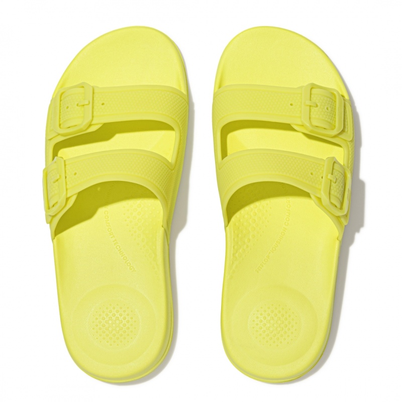 Fitflop Iqushion Rubber Tpu Slides Badslippers Dames Lichtgroen | NL-ANS-430871