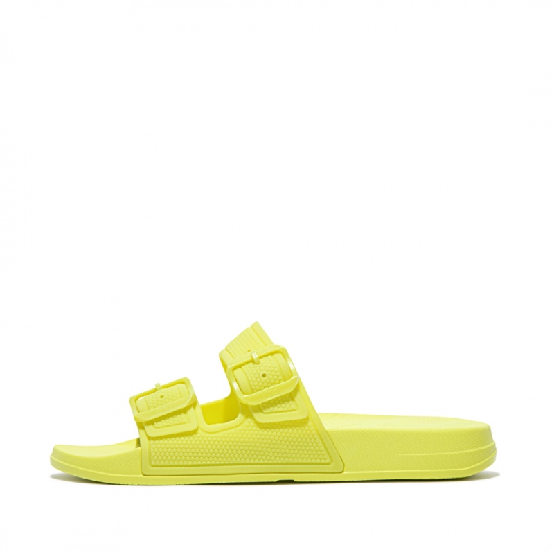 Fitflop Iqushion Rubber Tpu Slides Badslippers Dames Lichtgroen | NL-ANS-430871