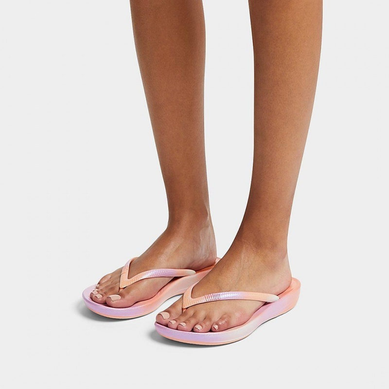 Fitflop Iqushion Snake Embossed Rubber Tpu Teenslippers Dames Roze | NL-TPG-421853