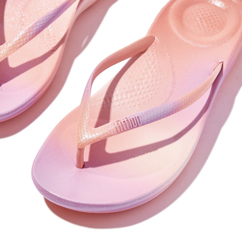 Fitflop Iqushion Snake Embossed Rubber Tpu Teenslippers Dames Roze | NL-TPG-421853