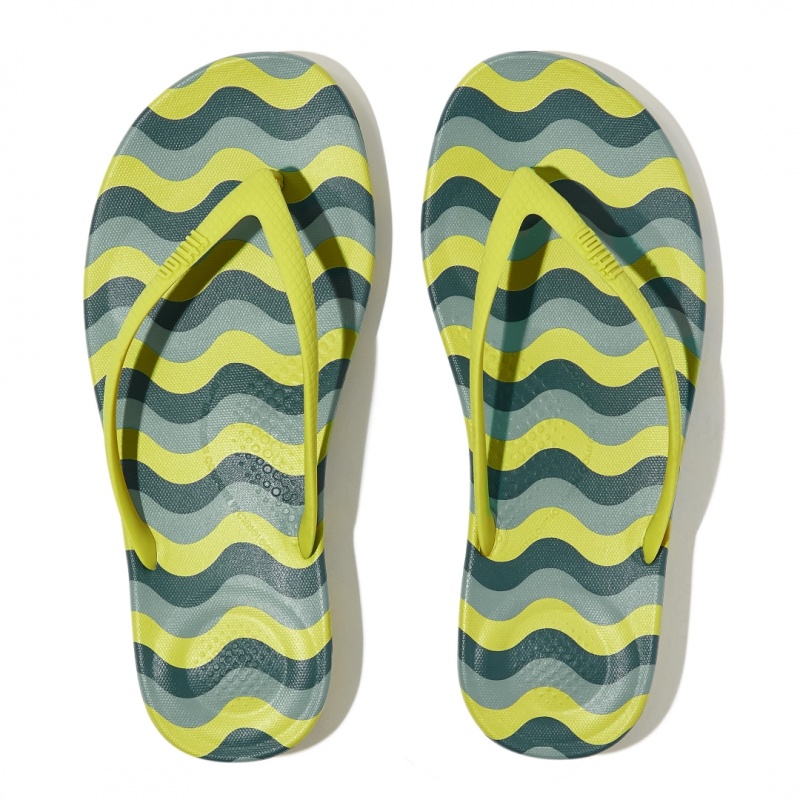 Fitflop Iqushion Snake Embossed Rubber Tpu Flip Flops Teenslippers Dames Lichtgroen | NL-GML-096185