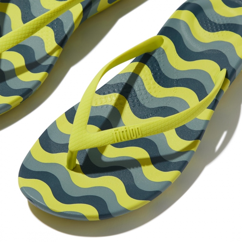 Fitflop Iqushion Snake Embossed Rubber Tpu Flip Flops Teenslippers Dames Lichtgroen | NL-GML-096185