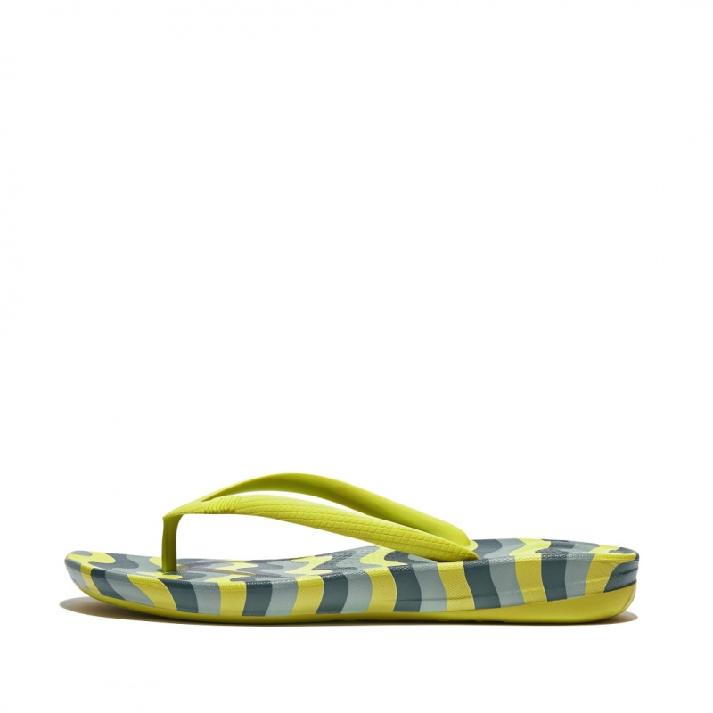 Fitflop Iqushion Snake Embossed Rubber Tpu Flip Flops Teenslippers Dames Lichtgroen | NL-GML-096185