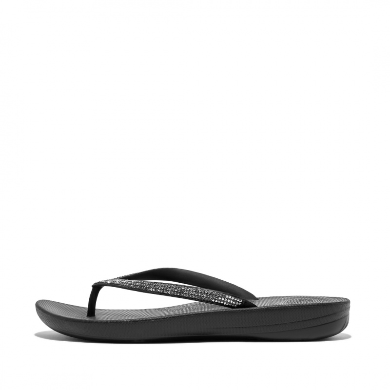 Fitflop Iqushion Sparkle Teenslippers Dames Zwart | NL-EYP-432581