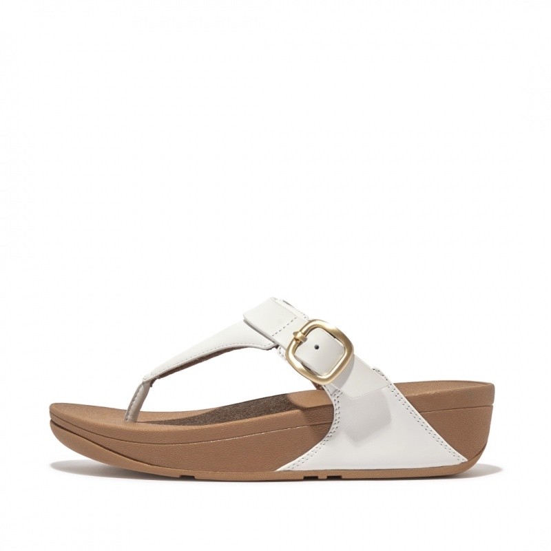 Fitflop Lulu Adjustable Leren Teenpaal Sandalen Dames Wit | NL-JLE-752196