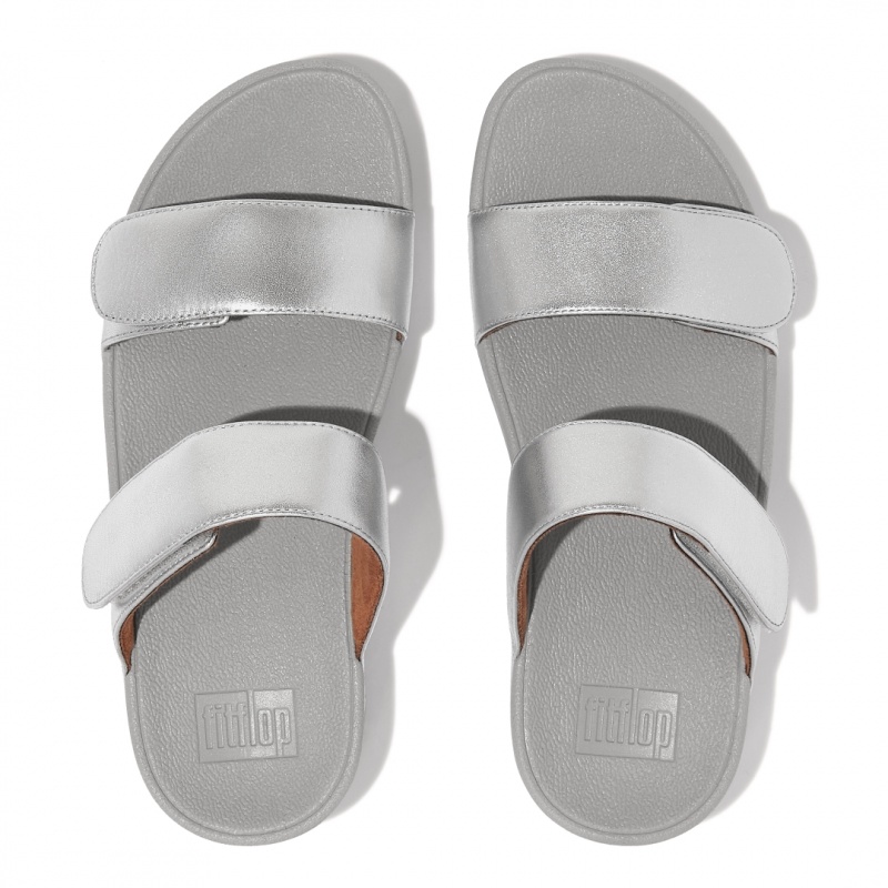 Fitflop Lulu Adjustable Metallic Leren Badslippers Dames Zilver | NL-IDZ-924671