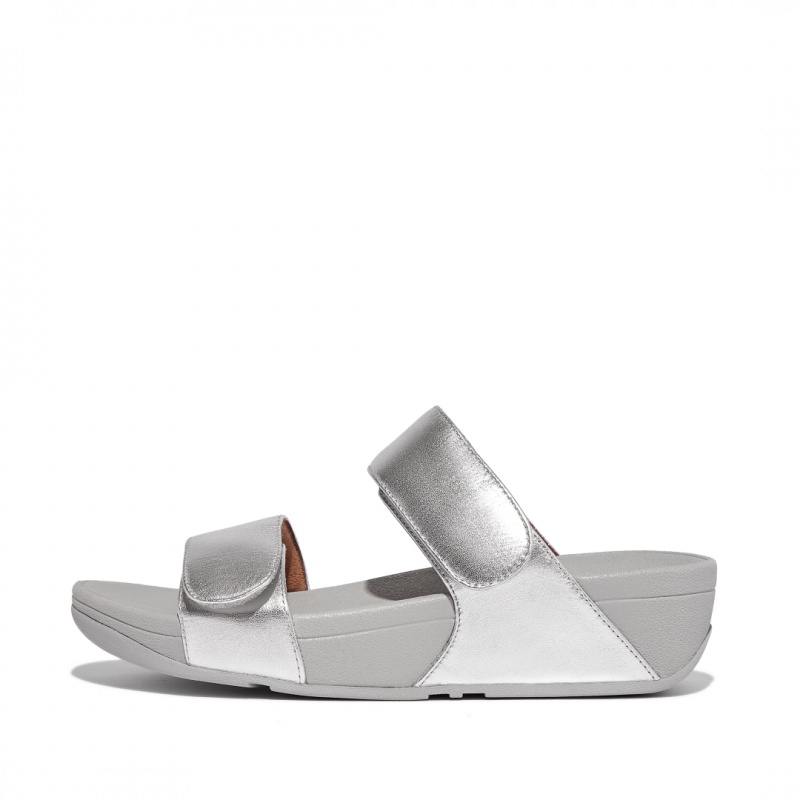 Fitflop Lulu Adjustable Metallic Leren Badslippers Dames Zilver | NL-IDZ-924671