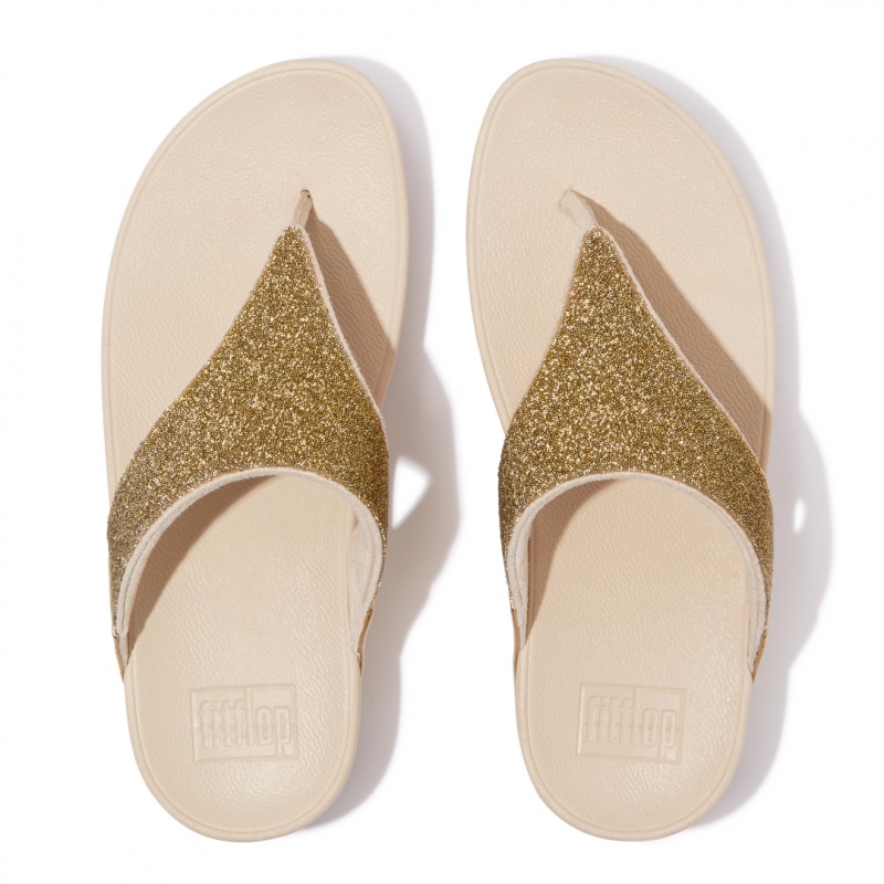 Fitflop Lulu Canvas Leren Thongs Teenpaal Sandalen Dames Goud | NL-REC-127490