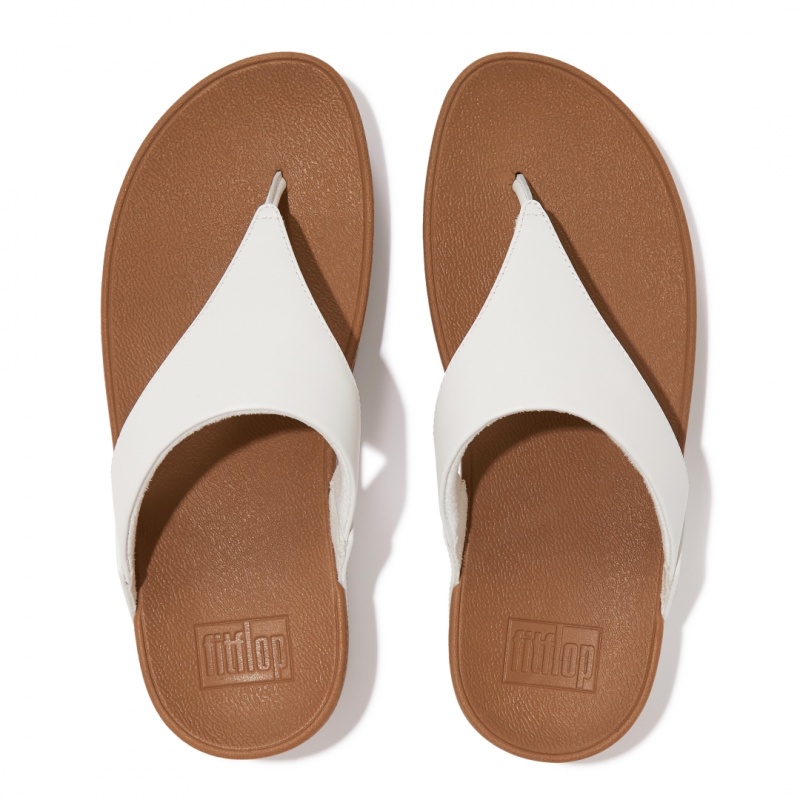 Fitflop Lulu Leren Teenpaal Sandalen Dames Wit | NL-CUB-781429