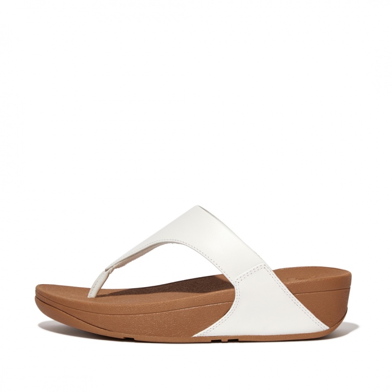 Fitflop Lulu Leren Teenpaal Sandalen Dames Wit | NL-CUB-781429