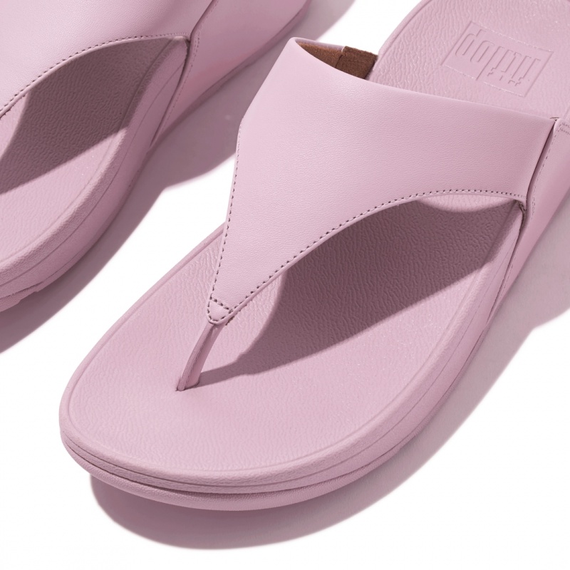 Fitflop Lulu Leren Teenpaal Sandalen Dames Roze | NL-NUM-310564