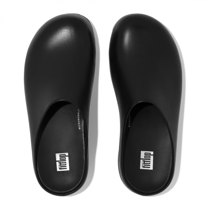 Fitflop Shuv Wipe Clean Klompen Dames Zwart | NL-YUH-129603