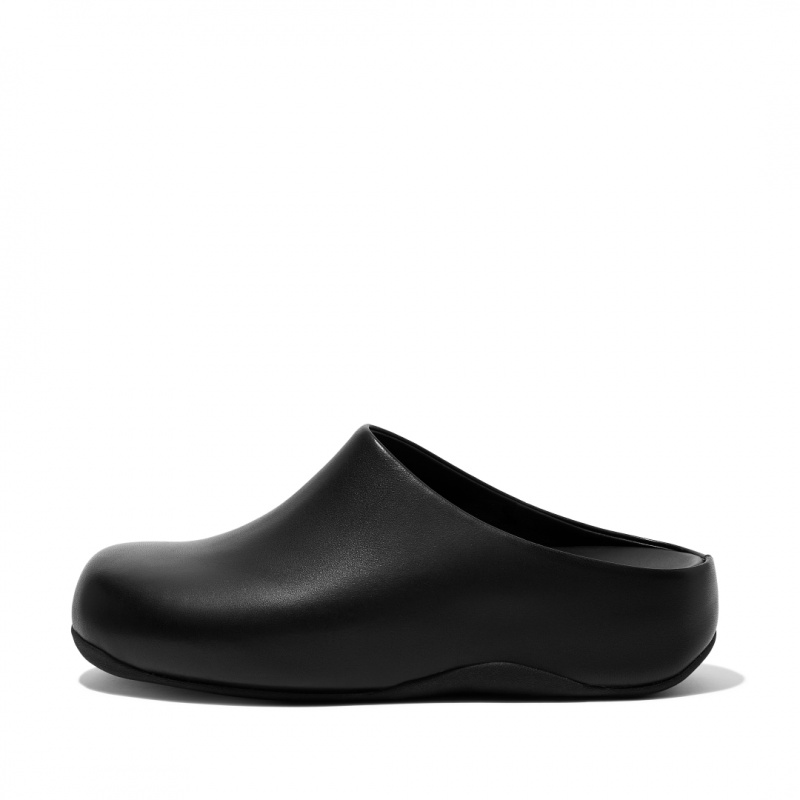 Fitflop Shuv Wipe Clean Klompen Dames Zwart | NL-YUH-129603