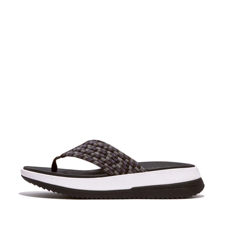 Fitflop Surff Katoenen Webbing Neus Thongs Thongs Dames Zwart | NL-QMK-765329