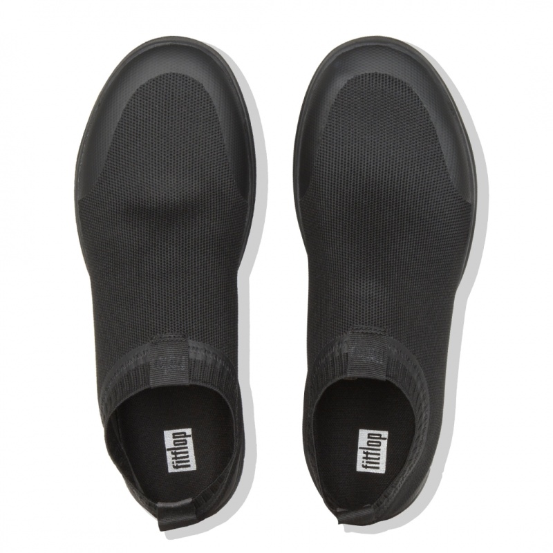 Fitflop Uberknit Nylon Mix Knit Tpu Rubber Sneakers Heren Zwart | NL-KQW-476892