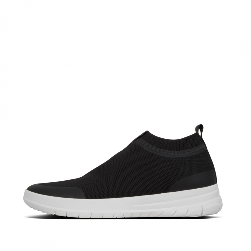 Fitflop Uberknit Nylon Mix Knit Tpu Rubber Sneakers Heren Zwart Wit | NL-HOB-793816